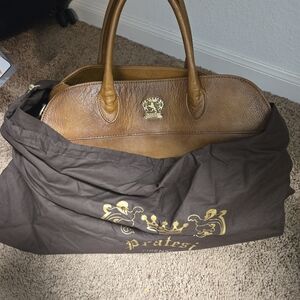 Pratesi Brown Leather Satchel Bag Included Large Strap, Never Used